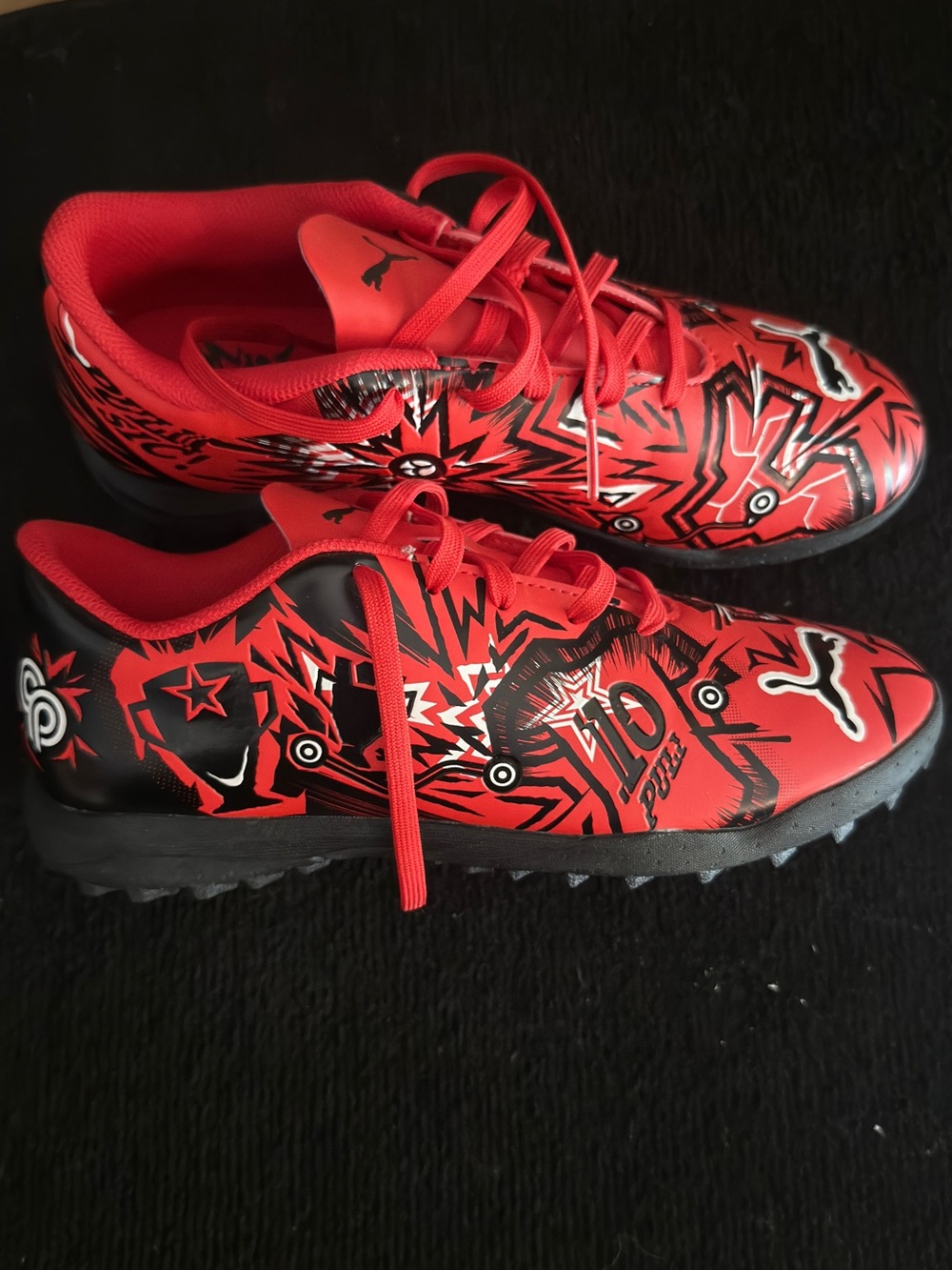 Puma Kids Red and Black Graphic Turf Cleats